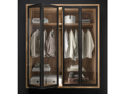 ALCOVA - Wardrobe with glass folding doors _ TUMIDEI