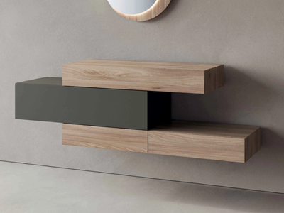 FOLDING - Wall-mounted wooden console table with drawers _ TUMIDEI