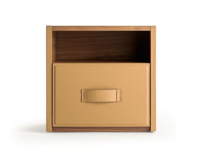 ATELIER - Rectangular leather bedside table with drawers _ Turri