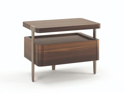 DOMUS - Rectangular wooden bedside table with drawers _ Turri