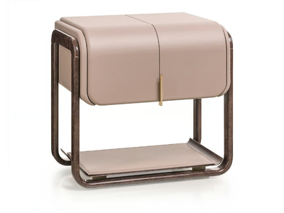 ECLIPSE - Rectangular leather bedside table with drawers _ Turri