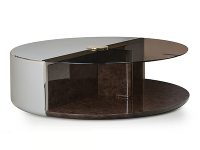ECLIPSE - Round glass coffee table with integrated magazine rack _ Turri