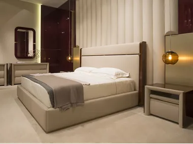 MADISON - Upholstered leather double bed _ Turri