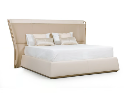 MELTING LIGHT - Upholstered leather double bed with high headboard _ Turri