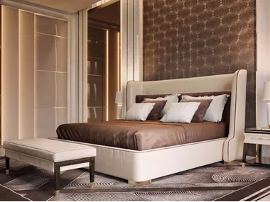 NOIR - Leather double bed _ Turri