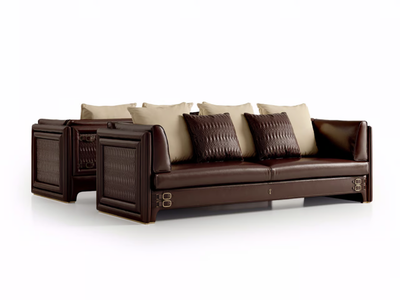 NUMERO TRE - 3 seater leather leisure sofa _ Turri