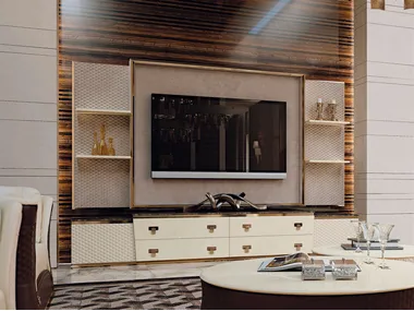 VOGUE - Leather TV cabinet with drawers _ Turri