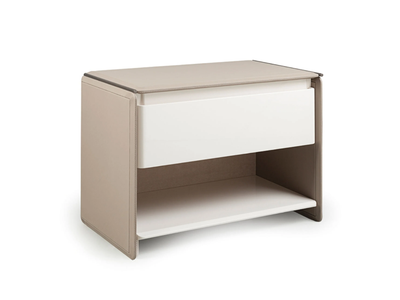 ZERO - Rectangular leather bedside table with drawers _ Turri