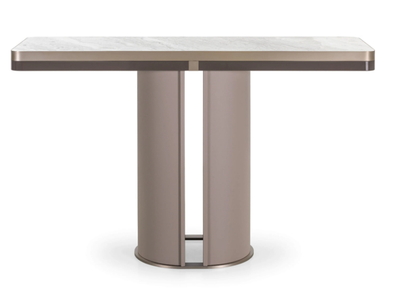 ZERO - Rectangular marble and leather console table _ Turri