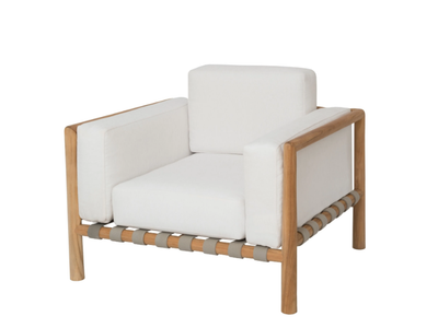 PEVERO - Garden armchair in teak and acrylic fabric _ Unopiù