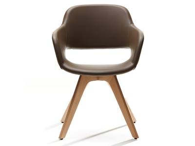 WIZARD - Upholstered chair with armrests and 4-legged wooden base _ VAGHI