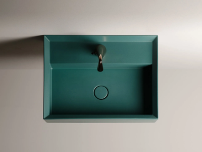 CUT - Countertop ceramic washbasin with hidden overflow _ Valdama