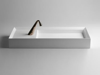 CUT - Countertop rectangular single ceramic washbasin _ Valdama