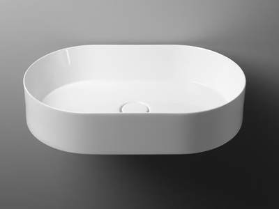 TRACK - Countertop oval single ceramic washbasin _ Valdama