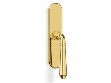 H1037 TESEO - Brass window handle on back plate _ Valli