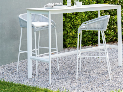 CRICKET - Powder coated aluminium stool with back _ Varaschin
