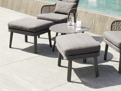 EMMA - Rectangular fabric garden footstool _ Varaschin