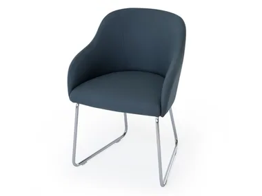 CISTELL CURVE - Sled base upholstered fabric chair with armrests _ Vergés