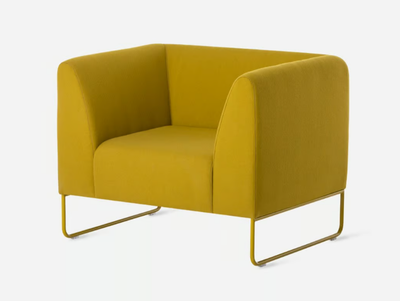 DULA - Sled base fabric armchair with armrests _ Vergés