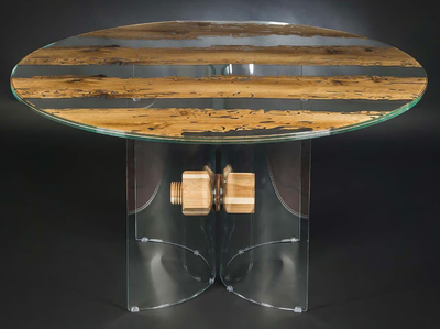 VENEZIA - Round wood and glass table _ VGnewtrend