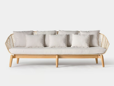 PLISSÉ RATTAN - Rattan and mahogany sofa _ Vical Home