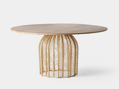 PLISSÉ RATTAN - Round mahogany and rattan table _ Vical Home