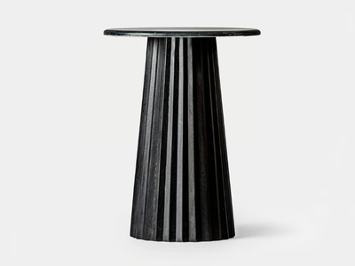 PLISSÉ WOOD - Round mango and marmble high side table _ Vical Home