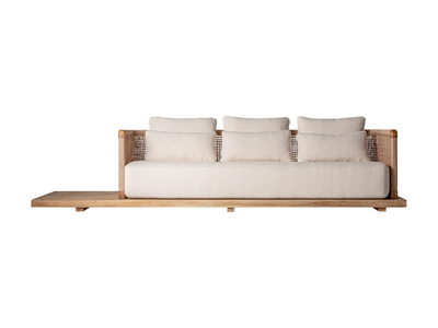 TRENA - 3-seater fabric and wooden sofa with integrated coffee table _ Vical Home