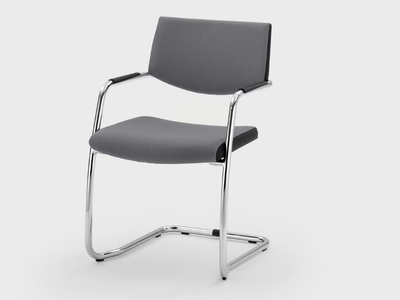 LOGIKA - Cantilever fabric reception chair with armrests _ Viganò