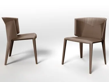 ANASTASIA DINING - Upholstered tanned leather chair _ Visionnaire
