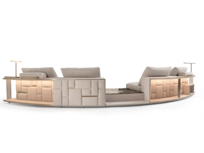 BABYLON RACK CIRCLE - Curved modular leather sofa _ Visionnaire