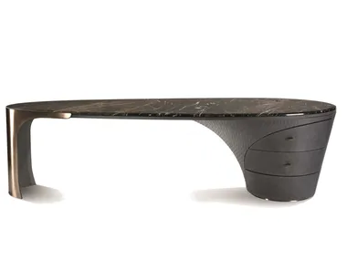 JET PLANE - Oval marble office desk with drawers with cable management _ Visionnaire