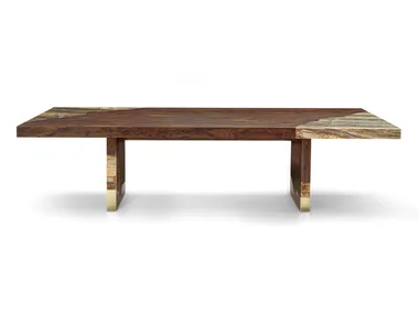VALIANT - Rectangular wood and marble table _ Visionnaire