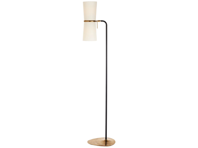 CLARKSON - Brass floor lamp and linen lampshade _ Visual Comfort Europe