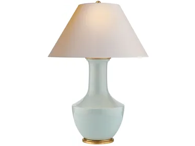LAMBAY - Table Lamp in Ice Blue with Natural Paper Shade _ Visual Comfort Europe