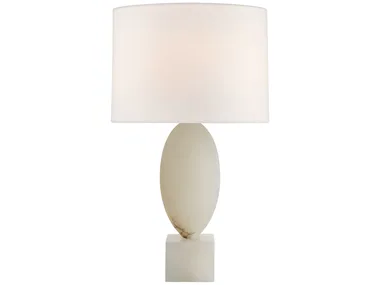 VERSA LARGE - Alabaster table lamp with linen shade _ Visual Comfort Europe