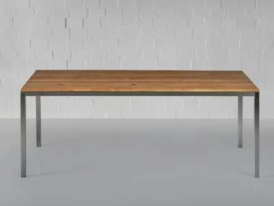 NOJUS - Stainless steel and wood table _ Vitamin Design
