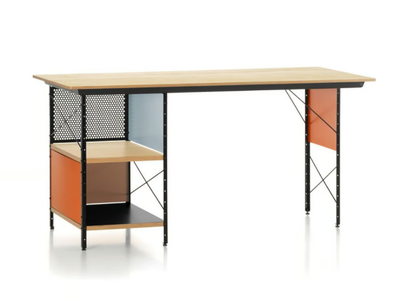 EAMES DESK UNIT EDU - Rectangular aluminium and wood writing desk with bookcase _ Vitra