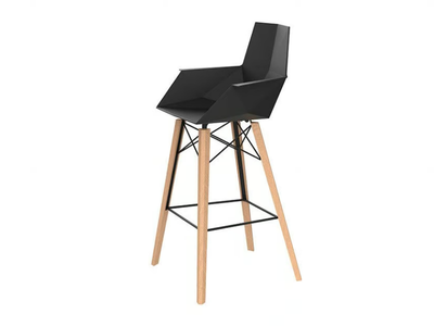 FAZ WOOD - Polypropylene barstool with armrests _ VONDOM