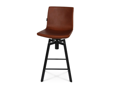 W-CUBE 6 M - Swivel leather kitchen stool with footrest _ Wagner