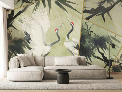 MATCHA HERON - PVC free, eco-friendly, washable wallpaper _ WallPepper®/Group