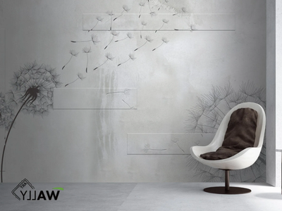 DANDELION 2.0 - Fire retardant washable nonwoven wallpaper with floral pattern _ WALLYART