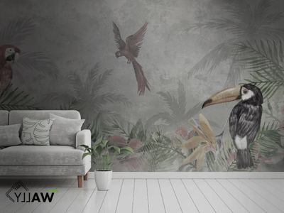 TROPICAL - Fire retardant washable Tropical nonwoven wallpaper _ WALLYART