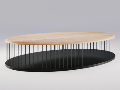 MEMÓRIA - Low oval solid wood coffee table _ Wewood