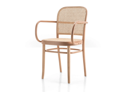 N. 811 - Beech and woven cane chair with armrests _ Wiener GTV Design