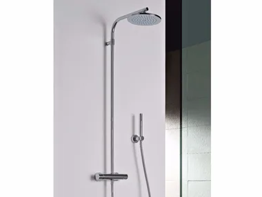 SHOWER - Wall-mounted thermostatic shower panel with overhead shower _ ZAZZERI
