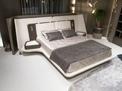 ATHENA - Double bed with upholstered headboard _ ZEBRANO
