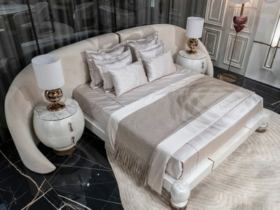 PHASELIS - Fabric double bed with upholstered headboard _ ZEBRANO