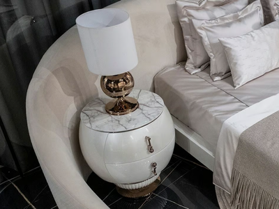 PHASELIS - Round bedside table with drawers _ ZEBRANO