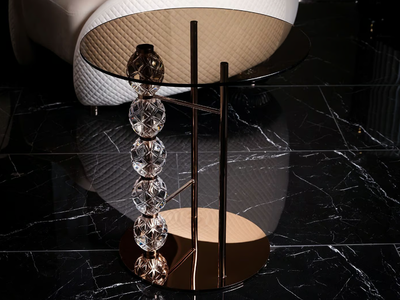 PHASELIS - Round glass coffee table for living room _ ZEBRANO